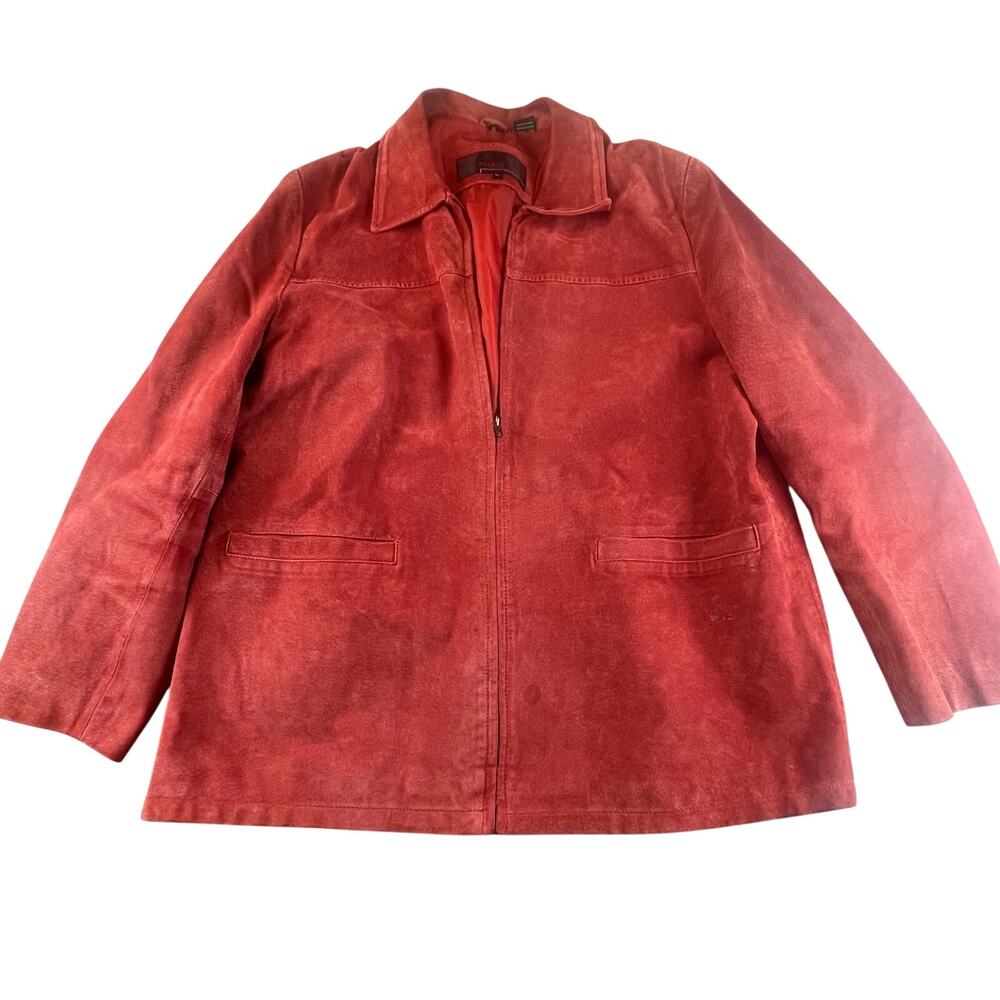 Vintage Phase Two Red Suede Jacket Coat XL Collar Full Zip